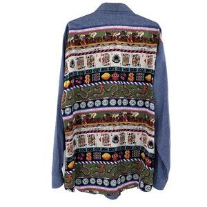 Nicole Miller Limited Chambray Silk Gambling Shirt 17.5‎ Men's